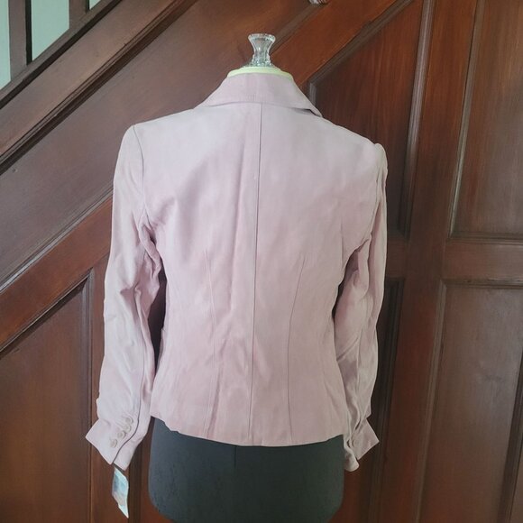 Womens Context Pink Suede Blazer Jacket Size S Two-Button Long Sleeve Lined New - Picture 2 of 7